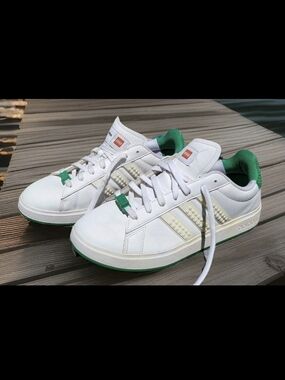 adidas x LEGO Grand Court 2.0 White Green Sneakers Limited GW7177 Mens 9.5